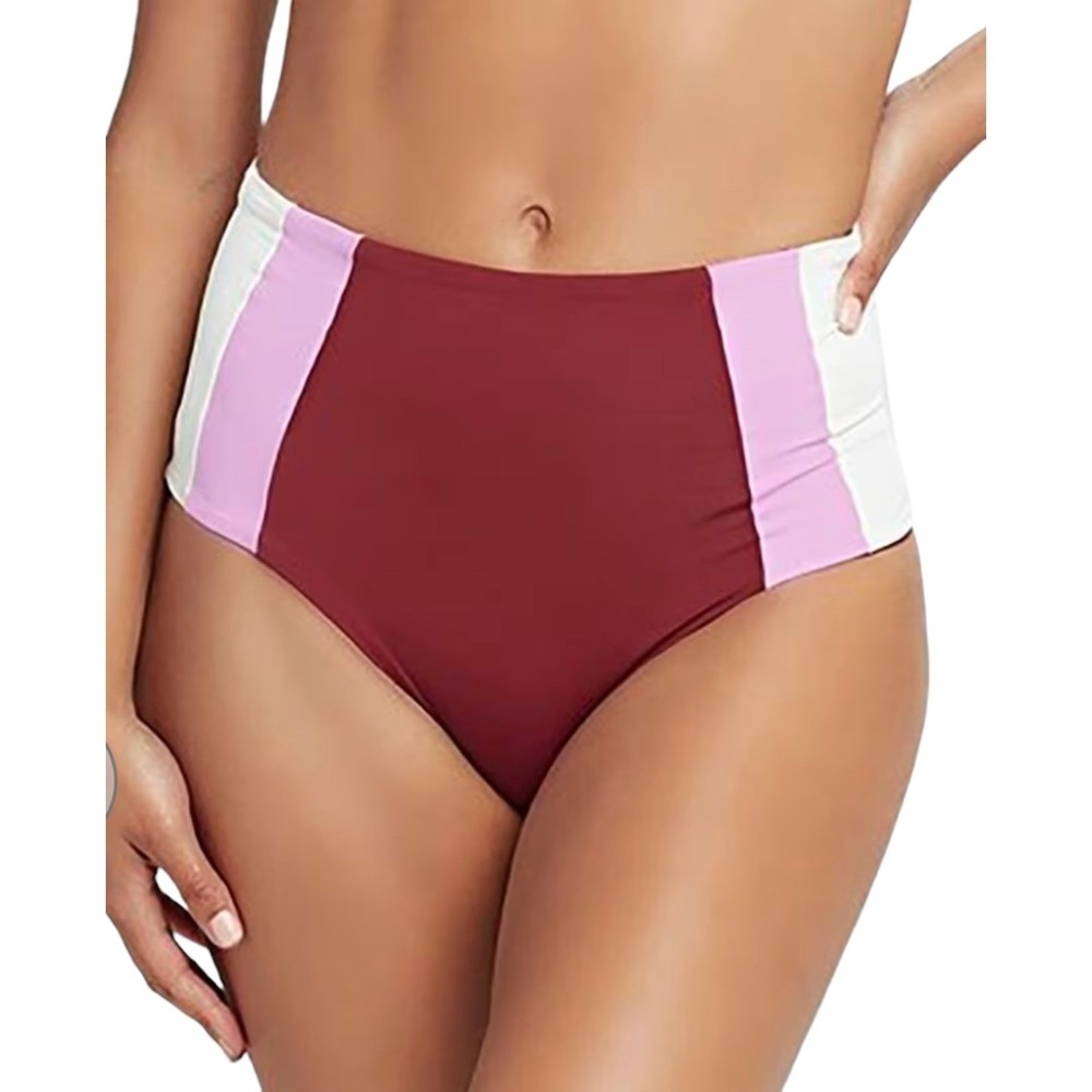 L*Space Colorblock One Piece Swimsuit Size M Burgundy Pink White